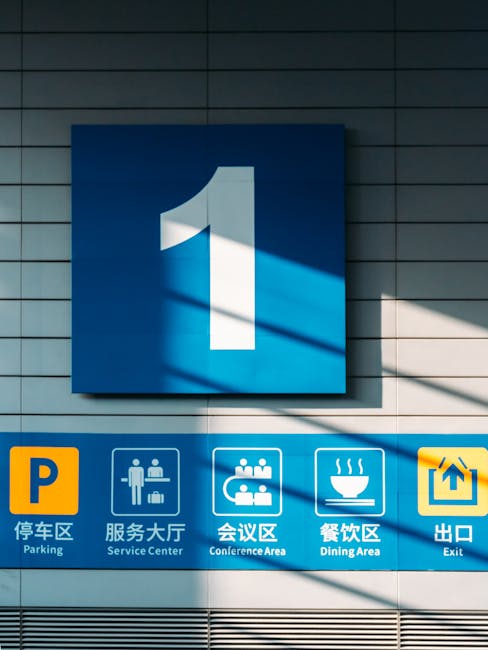 Informational signage for parking and service centers at the health hub