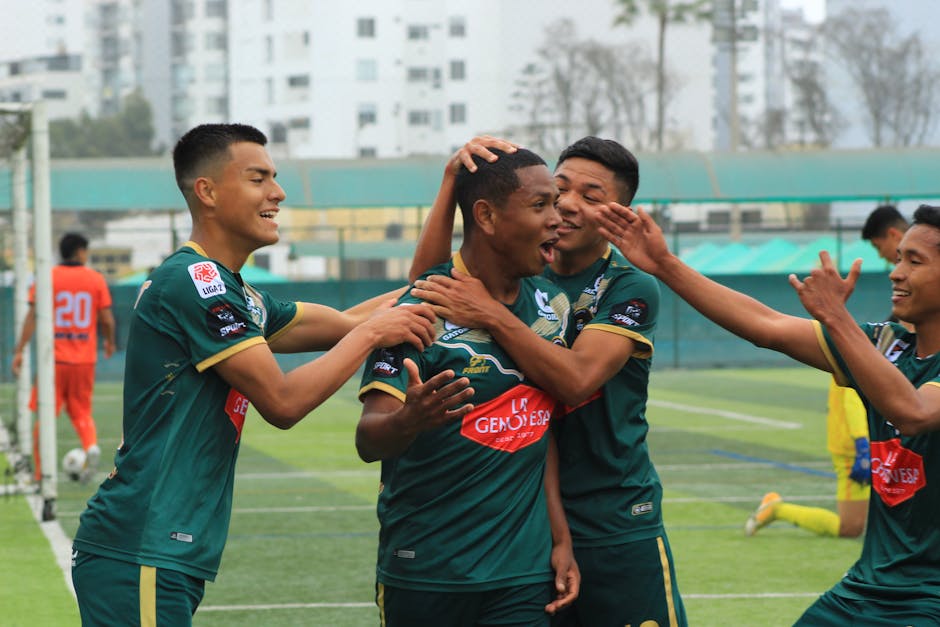 Team members celebrating a victory and healthy lifestyle achievement